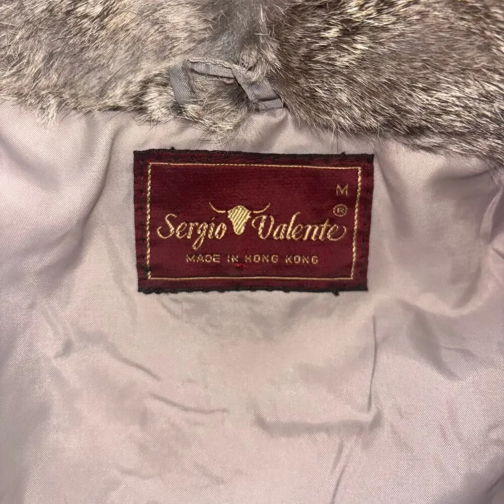 Sergio Valente Rabbit Fur Winter Coat Women’s M Luxury Maximalist Mobwife Soft
